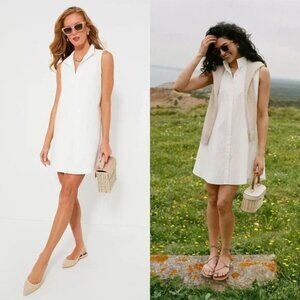 Tuckernuck | NEW White Sleeveless Charlie Shirt Preppy Mini Dress Size XS